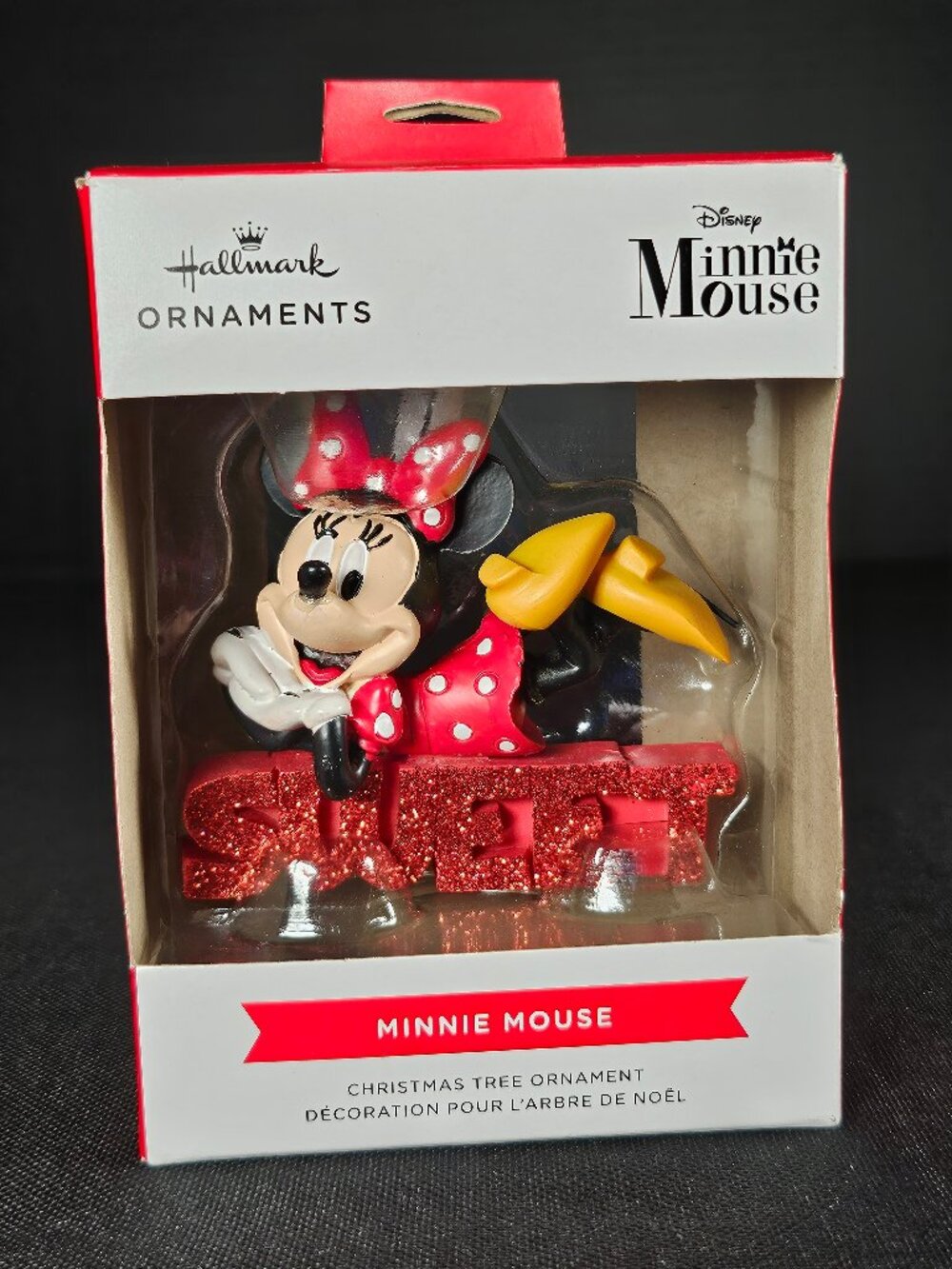 Hallmark Disney Minnie Mouse Sweet Christmas Tree Ornament Red Glitter New